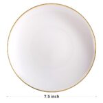 oridom 100Pieces White with Gold Rim Plastic Plates Set – 7.5inch Disposable Gold Dessert/Salad Plates – White and Gold Premium Hard Plastic Plates Ideal for Wedding & Parties & Thanksgiving