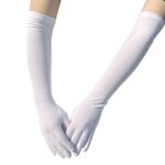 JOMOCARE Cosplay Gloves Long Tight Strech Gloves for Cosplay Costume Green Screen (White)