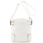 ALYSSA Triple Zip Pocket Large Crossbody Bag (White)