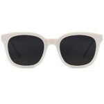 SOJOS Classic Square Polarized Sunglasses Womens Mens Retro Trendy Shades UV400 Sunnies SJ2050, White/Grey