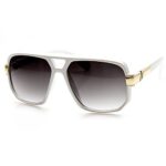 zeroUV – Classic Square Frame Plastic Flat Top Aviator Sunglasses (White)