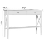 ChooChoo 47″ Console Table with Drawers, Narrow Wood Accent Sofa Table Entryway Table with Storage Shelf for Entryway, Front Hall, Hallway, Living Room, White