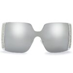 The Fresh Women’s Oversized Square Jackie O Cat Eye Hybrid Butterfly Fashion Sunglasses – Exquisite Packaging (733102 White, Grey Mirror)