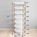 Wood Shoe Rack Narrow Shoe Rack 8 Tier,Vertical Shoe Shelf for Small Spaces, Tall Skinny Shoe Rack Organizer for Entryway Closet Corner Bedroom – Free stacking of DIY Space Saving Shelves. (white)