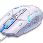 SMAIGE Gaming Mouse Wired, USB Computer Mice for Game & Daily, Chroma RGB Backlit, 4 Adjustable DPI Up to 3200 DPI, Comfortable Grip Ergonomic Mice for PC, Laptop, Mac, Windows (White)