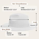 KUJUHA Fedora Hats for Mens/Womens Felt FedoraHats Two Tone Wide Brim Fedora Hats Rancher Hat White