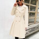 GRACE KARIN Long Trench Coat for Women Lapel Double-Breasted A Line Jacket White 2XL