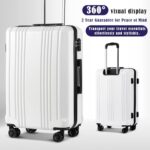 Coolife Luggage Suitcase PC+ABS with TSA Lock Spinner Carry on Hardshell Lightweight 20in 24in 28in(white, S(20in_carry on))