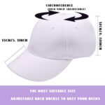 Classic 100% Cotton Baseball Hats Men and Women Adjustable Ball Caps for Outdoor Workouts Sports Golf Running Plain Cap (White)