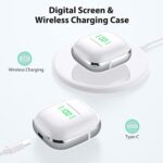 NUBBYO Ear Buds Bluetooth Headphones Wireless Earbuds 50Hrs Playtime with Wireless Charging Case Dual Power Display Earphones Touch Control Stereo in-Ear Earbuds with Mic for Phone Laptop Sport White