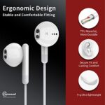 Wired Earbuds with Microphone, Kimwood Wired Earphones in Ear Headphones HiFi Stereo, Powerful Bass and Crystal Clear Audio, Compatible with iPhone, iPad, Android, Computer Most with 3.5mm Jack(Clear)