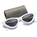 kimorn Cat Eye Sunglasses Women Clout Goggles Kurt Cobain Retro Sun Glasses K0566 (White&Black)