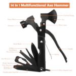 14 in 1 Hammer Multitool with Axe, Camping Essentials, Stocking Stuffers Gifts for Men, White Elephant Gifts for Adults, Mens Gifts for Christmas, Tools for Men, Dad Gifts for Men Who Have Everything