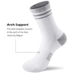 Gonii Crew Socks Women Hiking Running Athletic Cushioned Compression Socks 5-Pairs White
