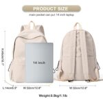 UPPACK Backpack Lightweight bag Waterproof college backpack for cute Aesthetic backpack Casual Daypack for Men Women(Beige)