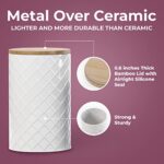 Pebble & Stem White Metal Canisters Sets for the Kitchen Counter, Kitchen Canisters Set of 4, Airtight Lids, Sugar and Flour Containers for Countertop, Coffee and Tea Storage, Farmhouse Decor