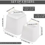 Utopia Bedding Adjustable Bed Furniture Risers – Elevation in Heights 3, 5 or 8 Inch Heavy Duty Risers for Sofa and Table – Supports up to 1,300 lbs – (Set of 4 Riser, White)