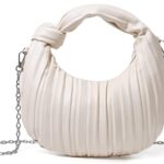 NIUEIMEE ZHOU Small Knotted Handbags for Women Soft PU Leather Crossbody Dumpling Bags Cloud Clutch Purses Ruched Pouch Bag