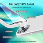 JTWIE [5 in 1 for iPhone 12/iPhone 12 Pro Case, with 2 Pack Screen Protector + 2 Pack Camera Lens Protector, Liquid Silicone Slim Shockproof Protective Phone Case [Microfiber Lining] (White)…