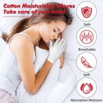 Molain 2 Pairs Moisturizing Gloves White Cotton Moisturizing Gloves for Overnight Bedtime Heal Eczema Sleeping Lotion Hand Spa Treatment Gloves Repair Rough Cracked Dry Chapped Hands Skin