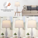 Touch Control Table Lamps Set of 2, Farmhouse Boho Bedside Lamp with 2 USB Ports, 3-Way Dimmable White Nightstand Lamp with Fabric Shade for Living Room Bedroom Home Office (LED Bulbs Included)