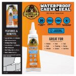 Gorilla Waterproof Caulk & Seal 100% Silicone Sealant, White, 2.8oz Squeeze Tube (Pack of 2)