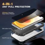 Diaclara Designed for iPhone 12 Case/iPhone 12 Pro Case, [with Privacy Screen Protector] [Anti Spy] [Military Grade Drop Protection] Heavy Duty Full-Body Shockproof Phone Case, White