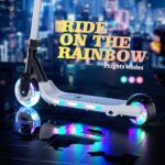 MooguUeer Electric Scooter for Kids, E Scooter Electric Motorized Scooter for Toddlers/Boys/Girls Ages 3-10, LED Flashing Wheels and Deck Lights, Best Gift for Children (White)…