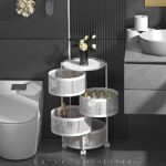 HOYRR Potato Storage Rotating Storage Rack, Fruit and Vegetable Storage with 360° Swivel Wheels, 4-tier Fruit Basket and Vegetable Storage Kitchen Storage Cart for Kitchen, White