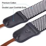Padwa Lifestyle Black and White Fine Plaid Camera Strap – 2″ Wide Cowhide Head Cotton Strap,Vintage Check Weave Neck Shoulder & Crossbody Camera Straps for Photographers Gift and All DSLR Cameras