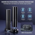 Electric Salt and Pepper Grinder Set Gifts for Women Grilling Men White Elephant Adults Kitchen Gadgets Automatic Salt Pepper Mill Shakers Rechargeable,Adjustable Fineness,One Hand Operated,LED Light