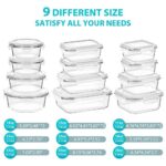 Bayco Glass Food Storage Containers, [24 Piece] Airtight Meal Prep Bento Boxes, BPA Free & Leak Proof (12 lids & 12 Containers) – White