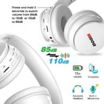 MIDOLA Headphones Bluetooth Wireless Kids Volume Limit 85dB /110dB Over Ear Foldable Noise Protection Headset AUX 3.5mm Cord Mic for Children Boy Girl Travel School Phone Pad Tablet PC White