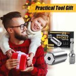 Stocking Stuffers Christmas Gifts for Men – Universal Super Socket, Cool Gadgets Tools White Elephant Birthday Gifts for Adults Dad Husband, Socket Wrench Set Unscrew Any Bolt(7-19mm)-Silver