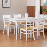Livinia Aslan 47″ Wooden Dining Table/Mid Century Modern Solid Wood Kitchen Desk (White)
