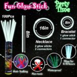 ILHSTY 100 pk Glow Sticks Bulk Party Favors and Decorations – 8″ Glow in the Dark Party Supplies For Halloween Neon Party Light up Glow sticks Necklaces & Bracelets (White*100)