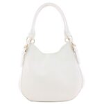 Light-weight 3 Compartment Faux Leather Medium Hobo Bag (White)