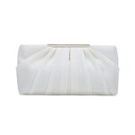 CHARMING TAILOR Clutch Evening Bag Elegant Pleated Satin Formal Handbag Simple Classy Purse for Women (White)