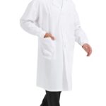 GDEOUP Professional Lab Coat for Men Women Full Sleeve Poly Cotton Long Sleeve, White (Small)