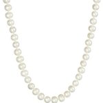 Sterling Silver White Freshwater Cultured A Quality Pearl Necklace (6.5-7mm), 60″