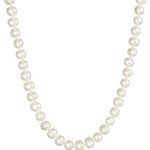 Sterling Silver White Freshwater Cultured A Quality Pearl Necklace (6.5-7mm), 60″