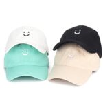 Umeepar Smile Face Baseball Cap for Women Men Adjustable Low Profile Unstructured Cotton Dad Hat (White)