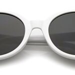 My Shades – White Oval Round Sunglasses Thick Bold Retro Clout Goggles (White, Smoke), Large