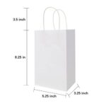 Oikss 50 Pack 5.25×3.25×8.25 inch Small Paper Bags with Handles Bulk, Kraft Bags Birthday Wedding Party Favors Grocery Retail Shopping Business Goody Craft Gift Bags Cub Sacks (White 50PCS Count)