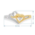 Jewelili 14K Yellow and White Gold with 1/10 Cttw Natural White Round Diamonds Heart Ring, Size 7