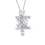 KATARINA Diamond Snowflake Pendant Necklace in 10K White Gold (1/10 cttw, G-H, I2-I3)