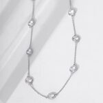 Amazon Collection Platinum Plated Sterling Silver Station Necklace set with Infinite Elements Cubic Zirconia (5mm), 18″