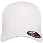 Flexfit Unisex Cotton Twill Fitted Baseball Cap, White, Small-Medium