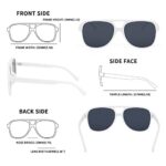 FEISEDY Vintage Retro 70s Plastic Aviator Sunglasses Women Men Classic Large Squared Frame B2751 (White frame, 60)