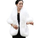 Roniky Women’s Faux Fur Coat Wedding Cloak Cape Shawl for Evening Party